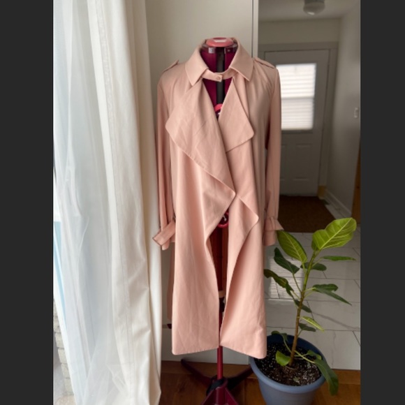 π·οΈ Stork & Babe Pink Maternity Trench Coat NWT - Picture 4 of 5